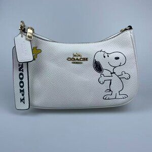 COACH x PEANUTS Teri Shoulder Bag Snoopy Chalk Multi CBJ76